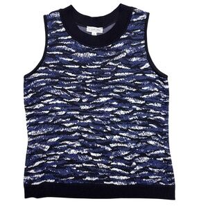 vest top ST JOHN vintage S blue black rayon wool knit pullover classic boho goth